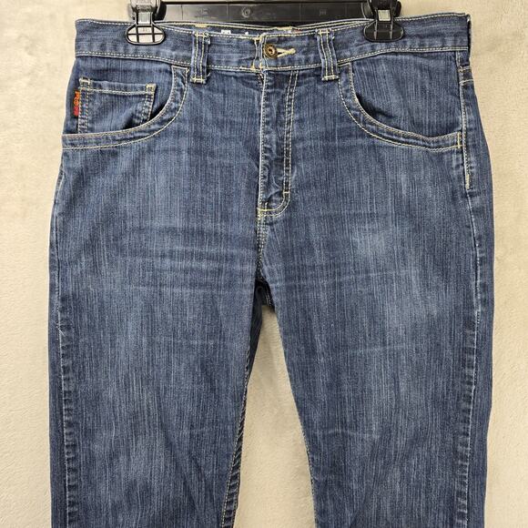 Timberland Pro FR Flame Resistant Bootcut Jeans Mens 34x32 Blue Denim Grunge - Picture 2 of 14